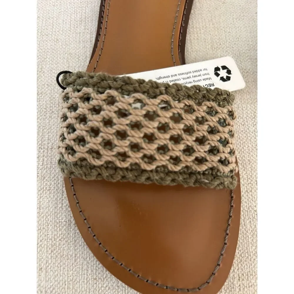 Rag & Bone Melrose slide flat sandals in Khaki green, Size EU38.5/US8.5, NWY